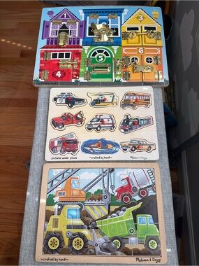 Melissa & Doug Toddler Latch Busy Board and Puzzles